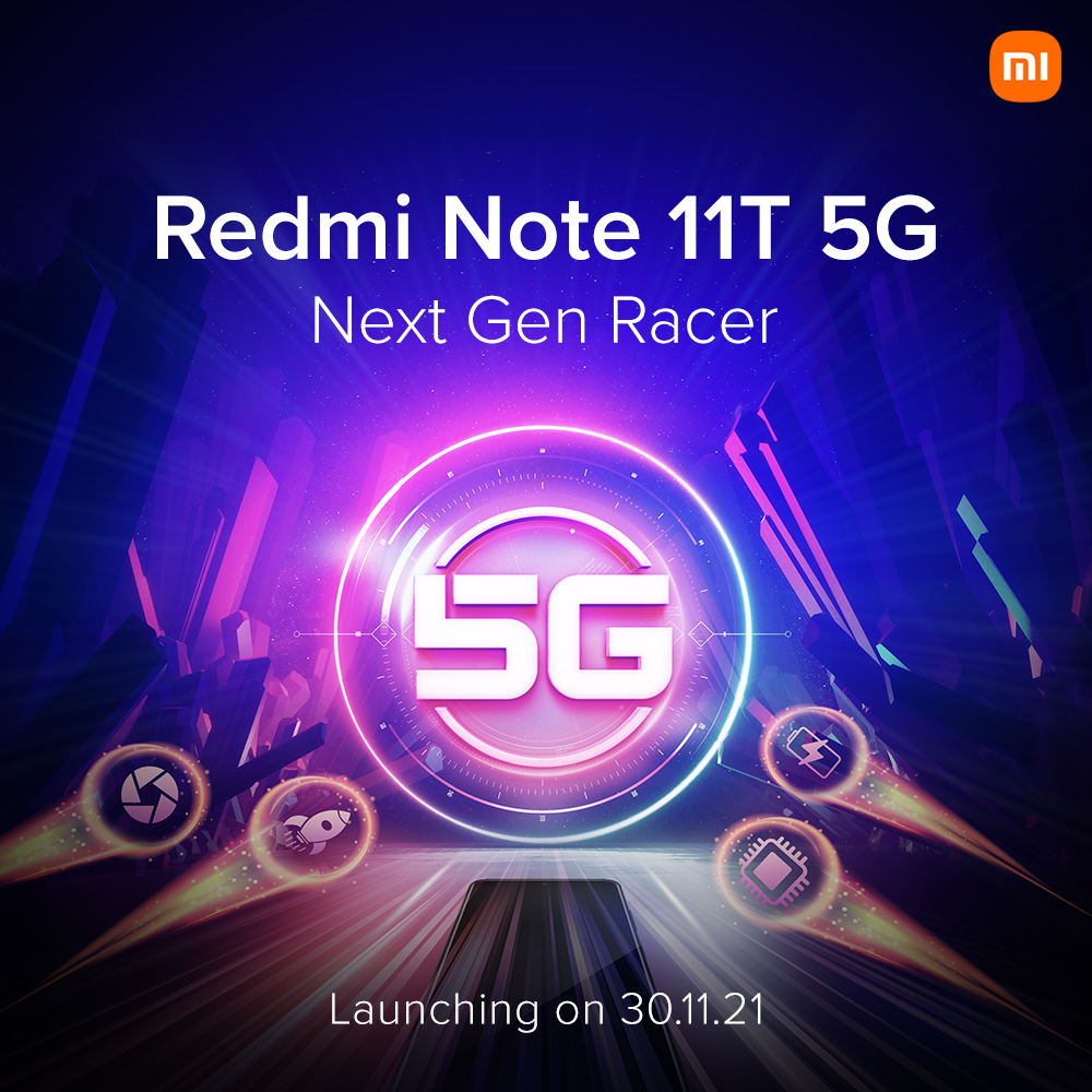 Redmi Note 11T 5G 官宣:将于 11 月 30 日在印度推出