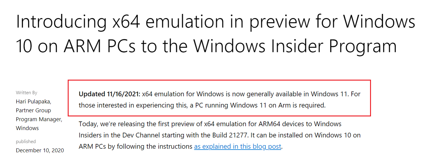 微软 Windows x64 仿真正式推出，只支持 Win11 ARM