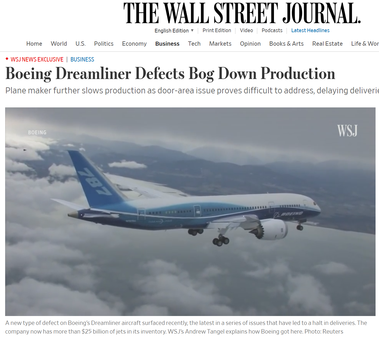 消息称 787 梦想飞机遇缺陷，波音再次放缓生产