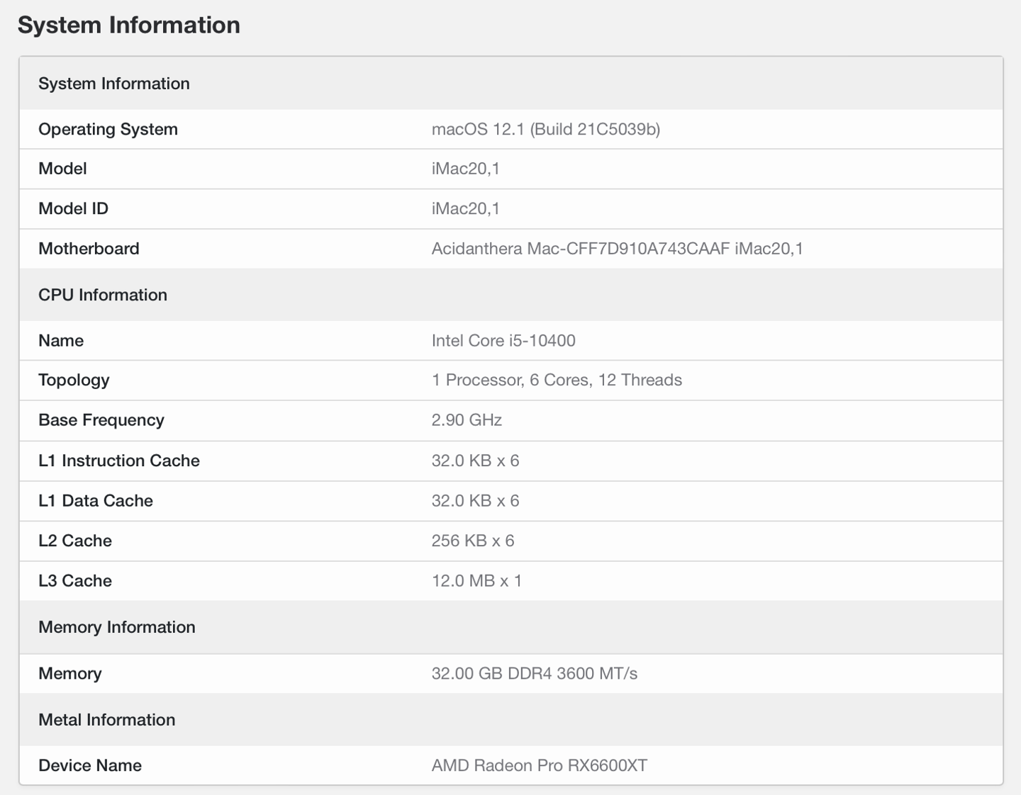 搭载 AMD RX 6600 XT 的黑苹果现身数据库,跑分超上代 Pro 5700XT
