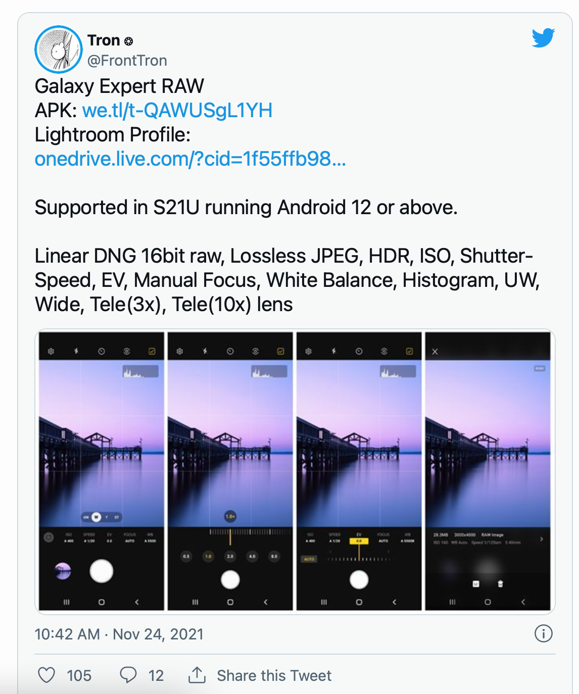 三星为 Galaxy S21 Ultra 推出专业相机软件 Expert RAW