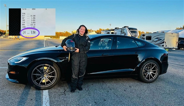 超越布加迪 特斯Model S Plaid打破量产车记录:1/4英里加速不到9秒