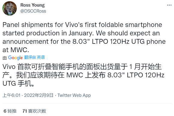 vivo 首款折叠手机屏幕曝光