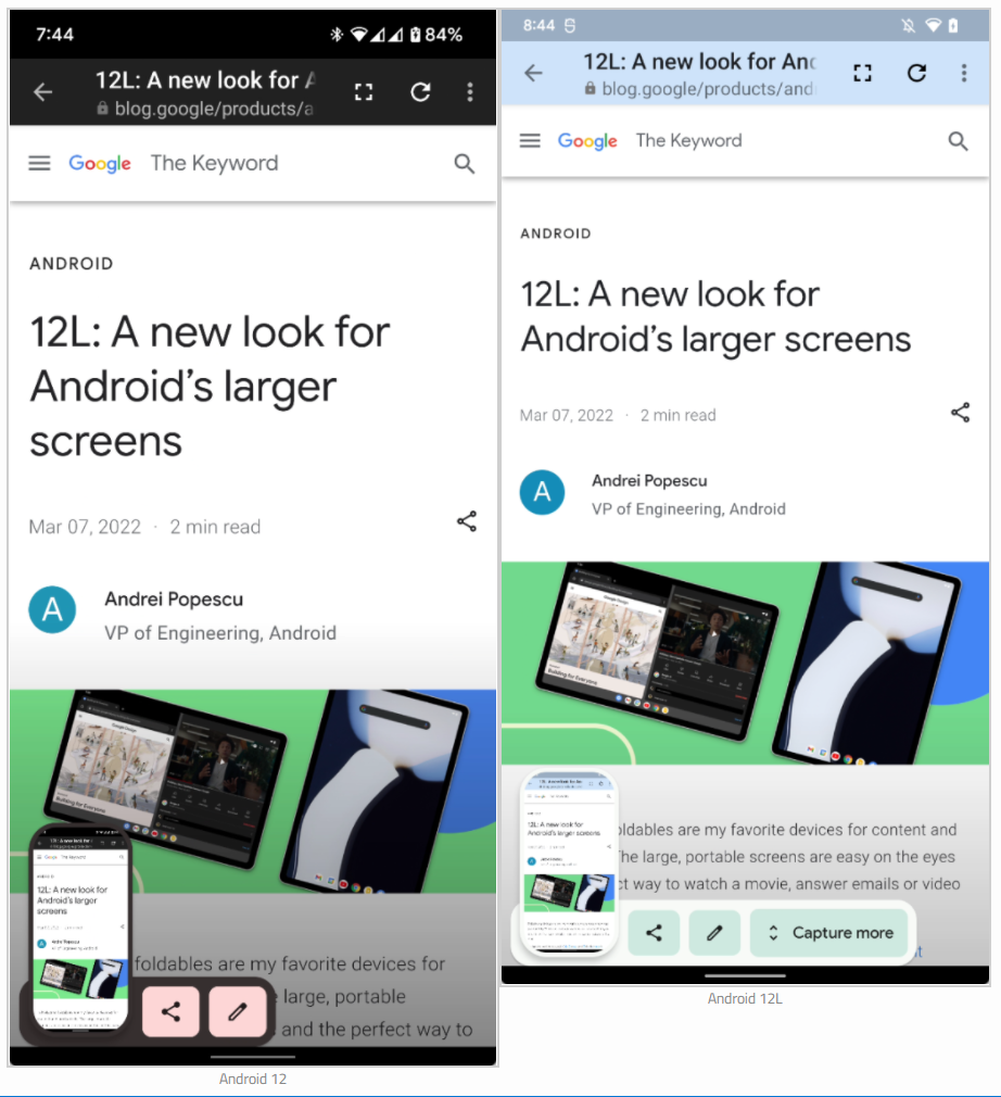 谷歌 Android 12L 已支持在 WebView 中长截图