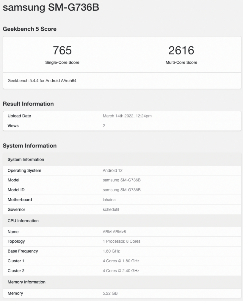 三星 Galaxy Xcover Pro 2 三防手机现身 Geekbench:搭载骁龙 778G,6GB 内存