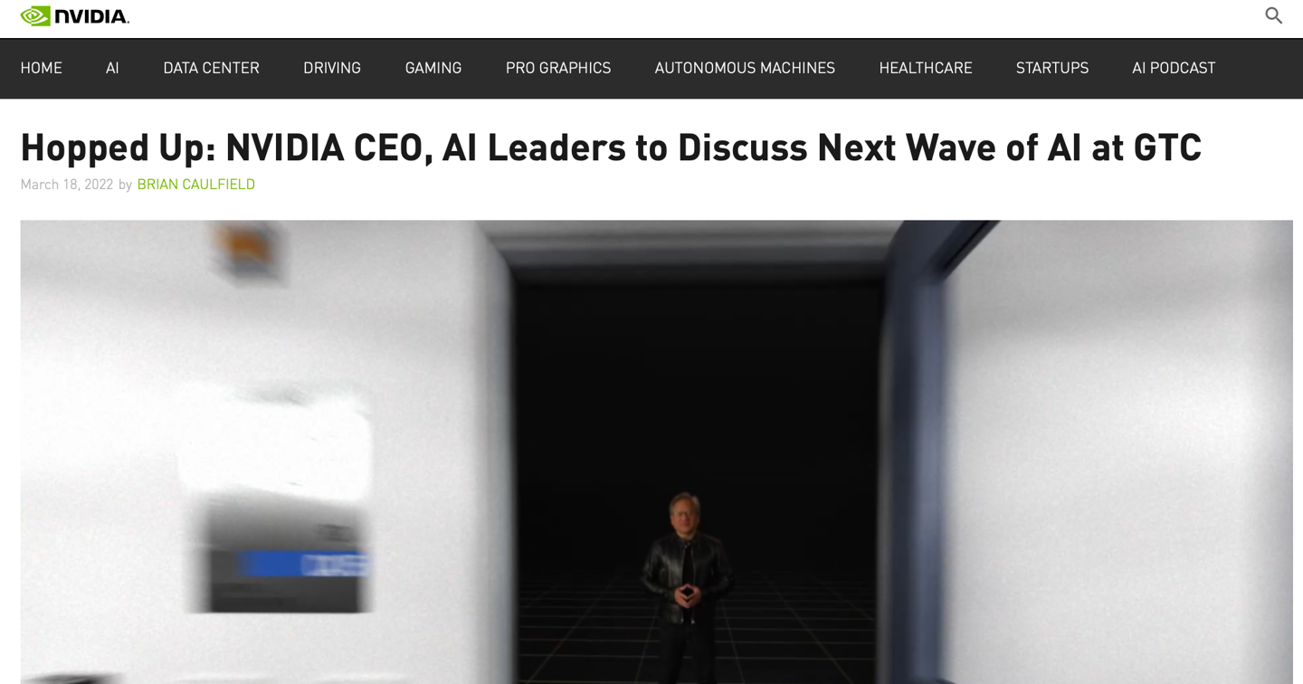 英伟达 2022 年 GTC 大会下周开启,黄仁勋有望发布全新 Hopper GPU 架构