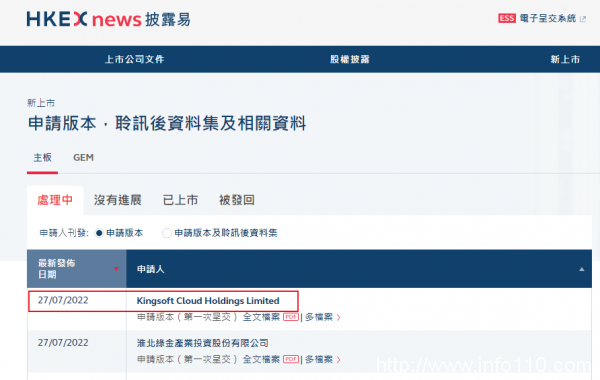 金山云申请港股双重上市 IDC成本持续增加